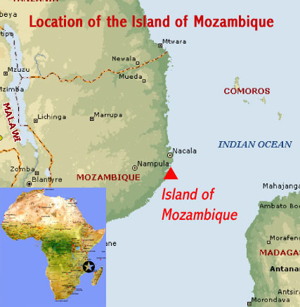 Map showing the location of the Island of Mozambique UNESCO world heritage site